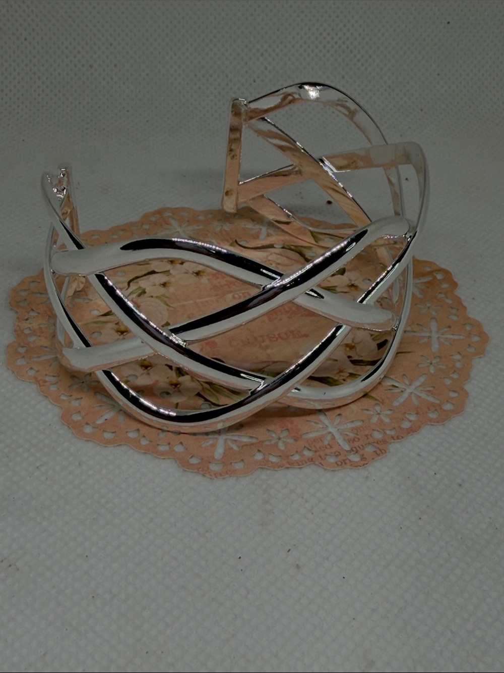 Sterling Silver Woven Pretzel Open Cuff Bracelet - Picture 7 of 8